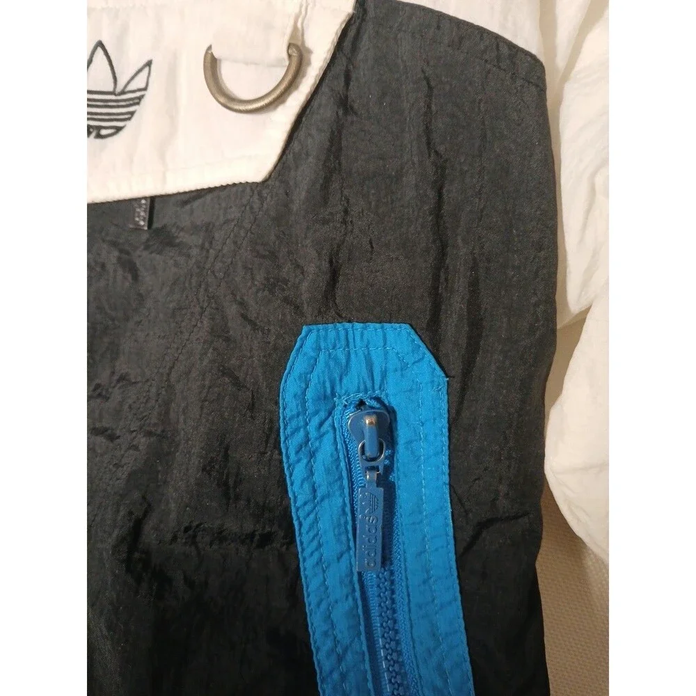 Vintage 90s Adidas Mens Medium Spell Out Pullover Hooded Puffer Anorak Jacket XL